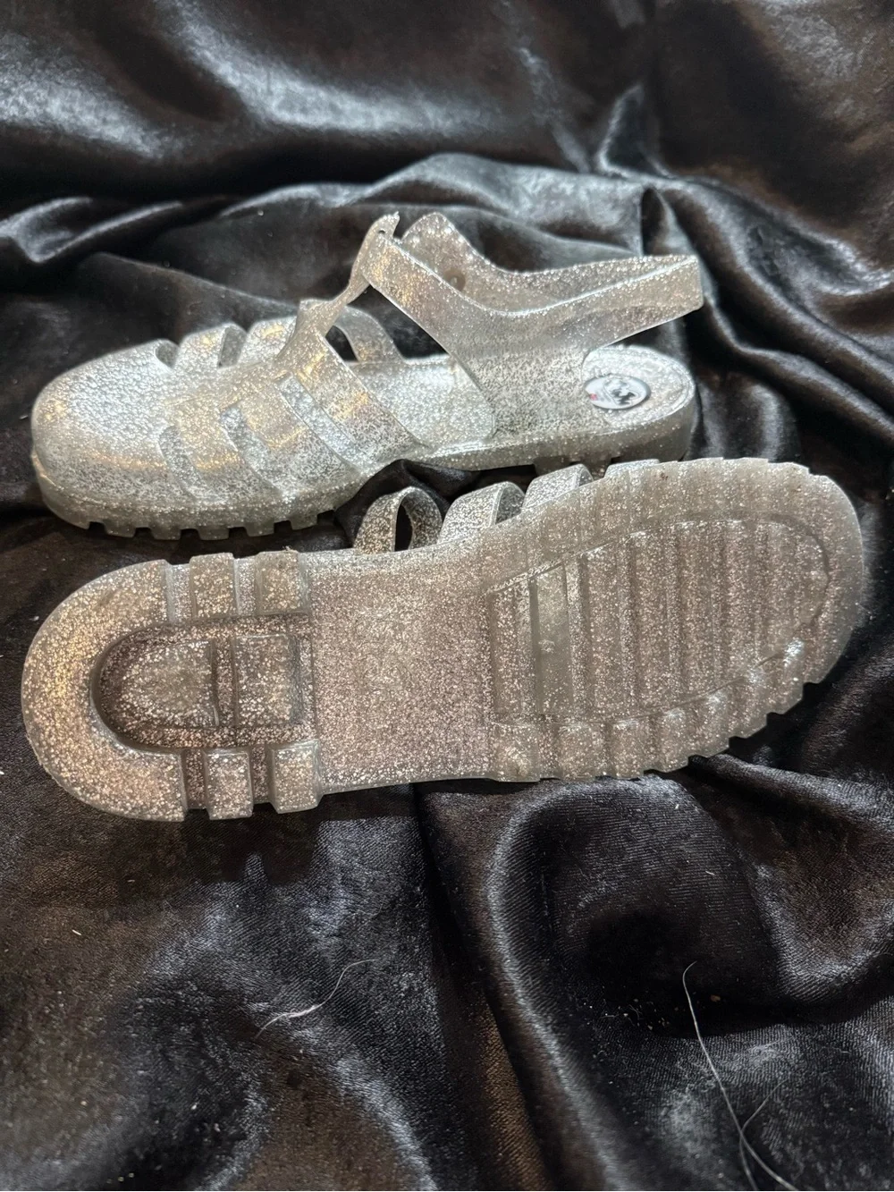 Sparkly silver JuJu jelly sandals